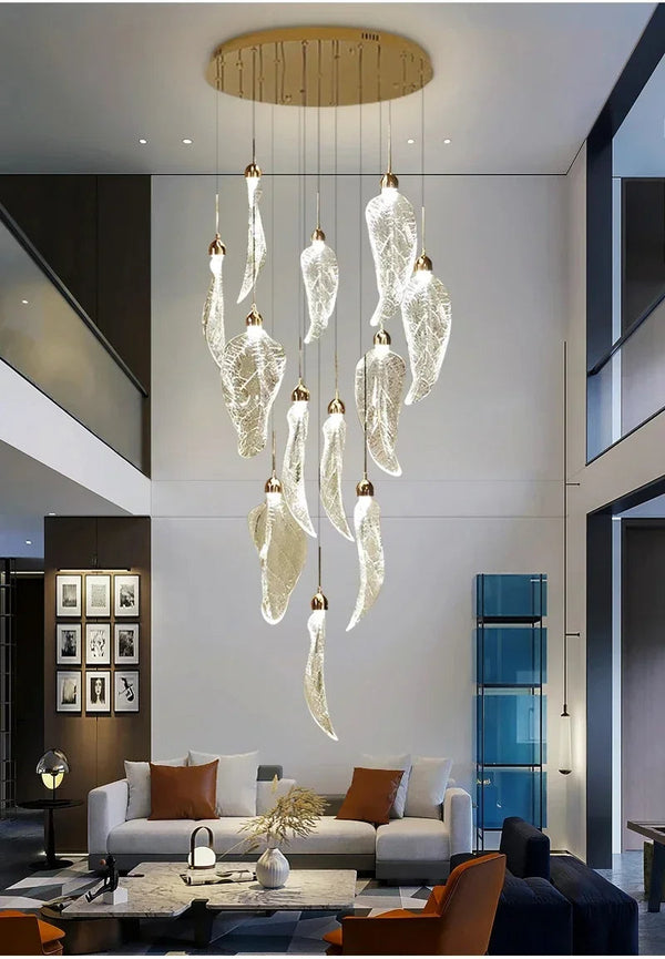 Elyora Acrylic Staircase Chandelier Modern  Art Deco Inspired Illumination - Zynella