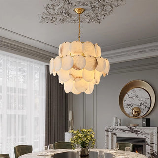Molly Alabaster Tiered Chandelier Modern  Elegant Teardrop LED Pendant