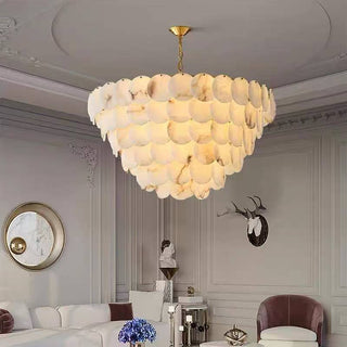 Molly Alabaster Tiered Chandelier Modern  Elegant Teardrop LED Pendant