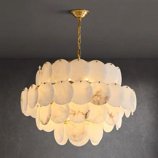 Molly Alabaster Tiered Chandelier Modern  Elegant Teardrop LED Pendant
