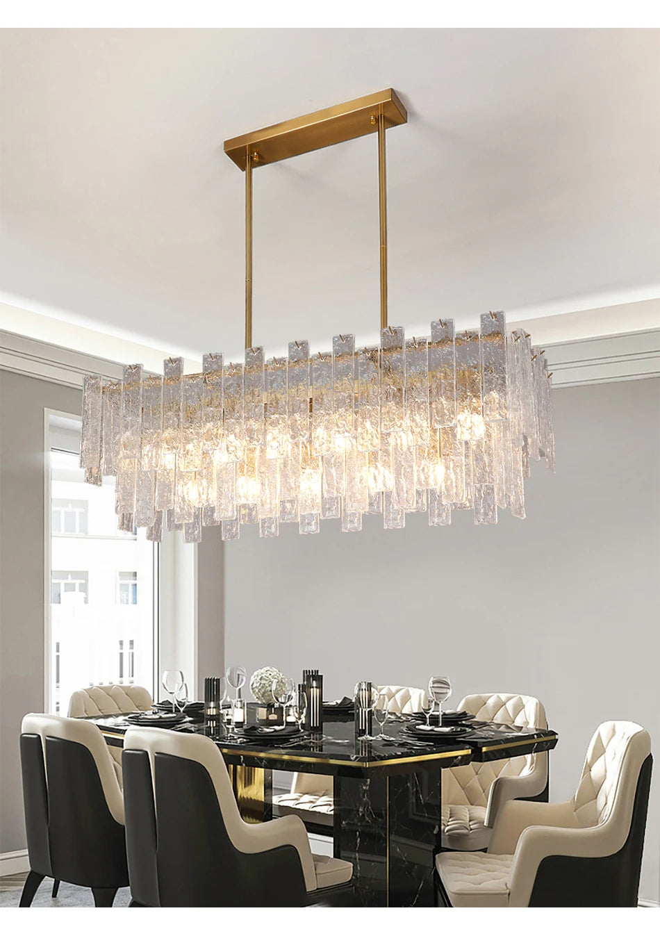 Zynella Rectangular Glass Chandelier