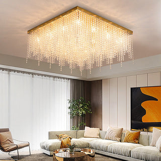 Ashton Square Ceiling Light Modern  Opulent Multi-Tier Crystal Chandelier