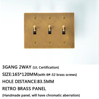 Retro Brass Panel Toggle Switch Luxurious Modern  Vintage Brass Accent Lighting