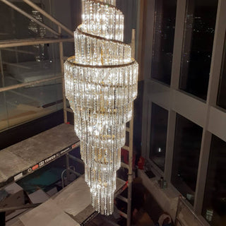 Luxury Spiral Crystal Chandelier Modern  Luxury Gold Frame Light Fitting