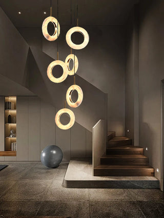 Mirela Marble Staircase Ring Chandelier Modern  Handcrafted Artisan Ceiling Light