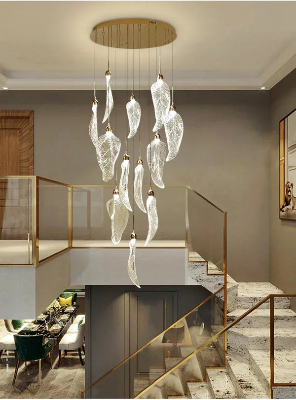 Elyora Acrylic Staircase Chandelier Modern  Art Deco Inspired Illumination - Zynella