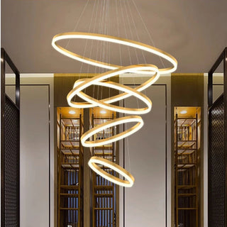 Orbitis Staircase  Ring Chandelier Stylish Modern  Opulent Multi-Tier Crystal Chandelier