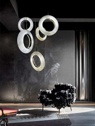 Mirela Marble Staircase Ring Chandelier Modern  Handcrafted Artisan Ceiling Light
