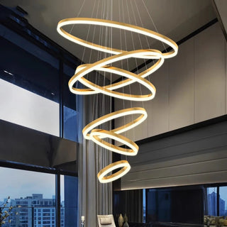 Orbitis Staircase  Ring Chandelier Stylish Modern  Opulent Multi-Tier Crystal Chandelier