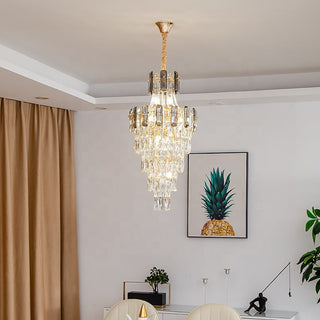 Rodela Crystal Chandelier Modern  Vintage Brass Accent Lighting