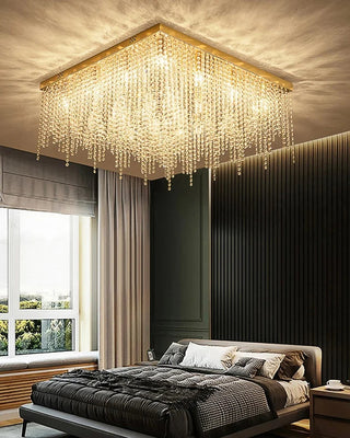 Ashton Square Ceiling Light Modern  Opulent Multi-Tier Crystal Chandelier