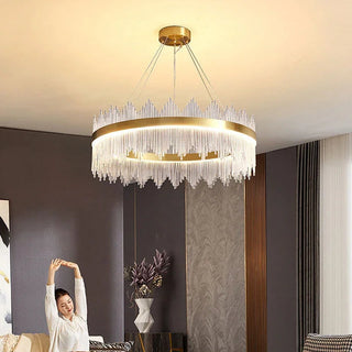Zynella Crystal Halo Pendant Modern  Classic Drum Shade Ceiling Light