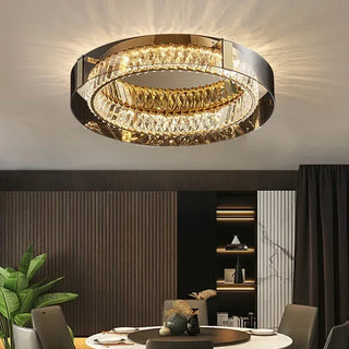 Harlow Crystal Ceiling Light Modern  Bohemian Rattan Woven Pendant
