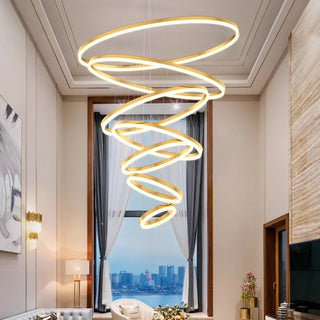Orbitis Staircase  Ring Chandelier Stylish Modern  Opulent Multi-Tier Crystal Chandelier