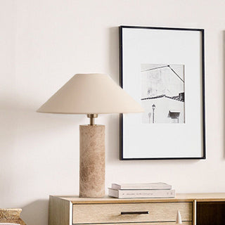 Serena Travertine Table Lamp Classic Modern  Handcrafted Artisan Ceiling Light