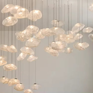 Golden Glow Cascade Glass Chandelier Modern  Ultra Slim LED Panel Lighting