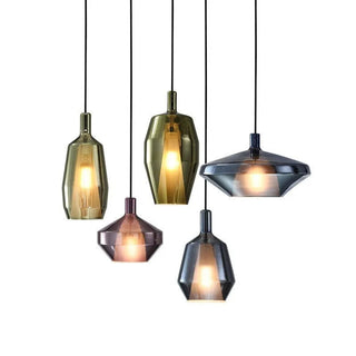Debby Stained Glass Pendants Modern  Vintage Brass Accent Lighting