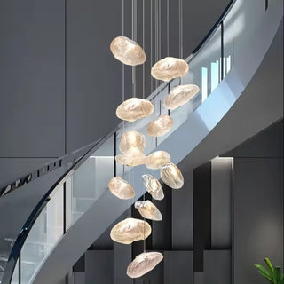 Golden Glow Cascade Glass Chandelier Modern  Ultra Slim LED Panel Lighting