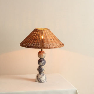 Marbella Rattan Table Lamp Modern  Scandinavian Wooden Accent Light
