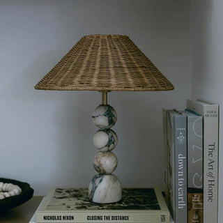 Marbella Rattan Table Lamp Modern  Scandinavian Wooden Accent Light
