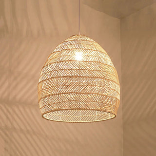 Handmade Rattan Pendant Light – Boho Woven Bamboo Hanging Lamp