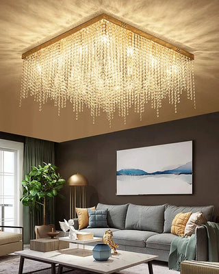 Ashton Square Ceiling Light Modern  Opulent Multi-Tier Crystal Chandelier