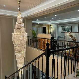 Luxury Spiral Crystal Chandelier Modern  Luxury Gold Frame Light Fitting