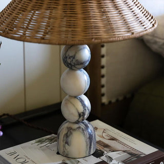 Marbella Rattan Table Lamp Modern  Scandinavian Wooden Accent Light