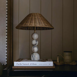 Marbella Rattan Table Lamp Modern  Scandinavian Wooden Accent Light