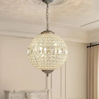 Clarion Crystal Orb Chandelier Modern  Ornate Antique Finish Fixture
