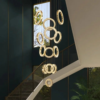 Belmont Staircase Ring Chandelier Modern  Handcrafted Artisan Ceiling Light