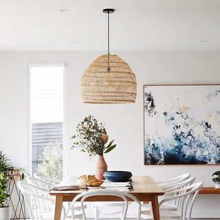 Handmade Rattan Pendant Light – Boho Woven Bamboo Hanging Lamp