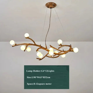 Creative Tree Twig Pendant Modern  Scandinavian Wooden Accent Light