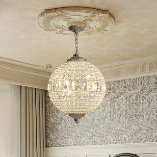 Clarion Crystal Orb Chandelier Modern  Ornate Antique Finish Fixture