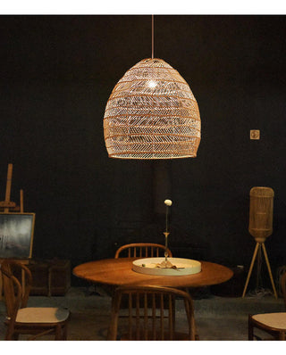 Handmade Rattan Pendant Light – Boho Woven Bamboo Hanging Lamp