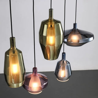 Debby Stained Glass Pendants Modern  Vintage Brass Accent Lighting