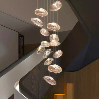 Golden Glow Cascade Glass Chandelier Modern  Ultra Slim LED Panel Lighting
