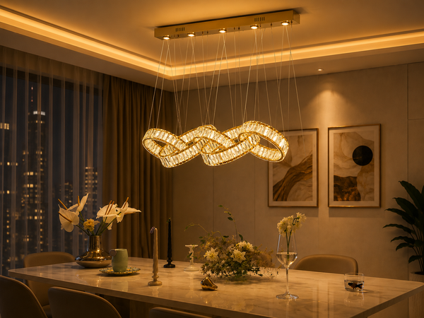 New Zynella Modern Rectangular LED Crystal Chandelier