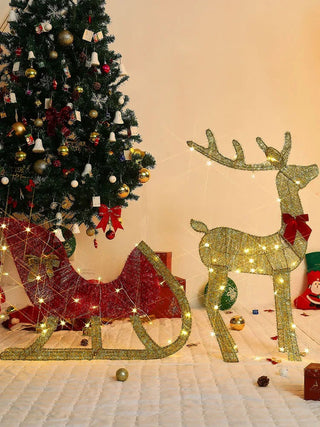 Holiday Glow Reindeer Sleigh Modern  Art Deco Inspired Illumination