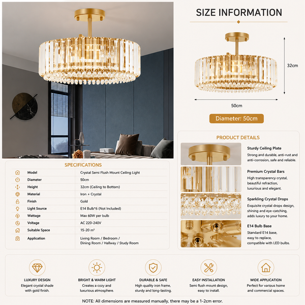 Glimmer Crystal Drum Chandelier