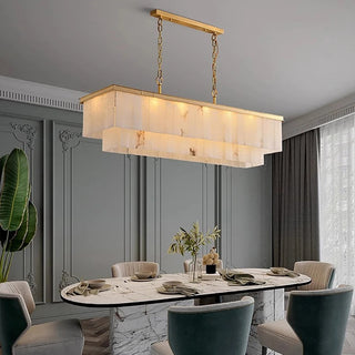 Golden Horizon Marble Chandeliers Modern  Ultra Slim LED Panel Lighting