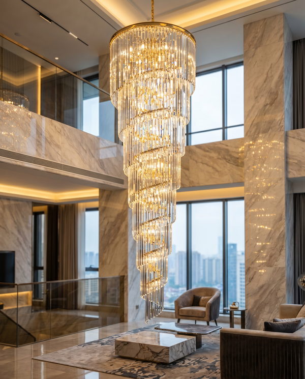 Zynella Crystal Spiral Staircase Ceiling Chandelier
