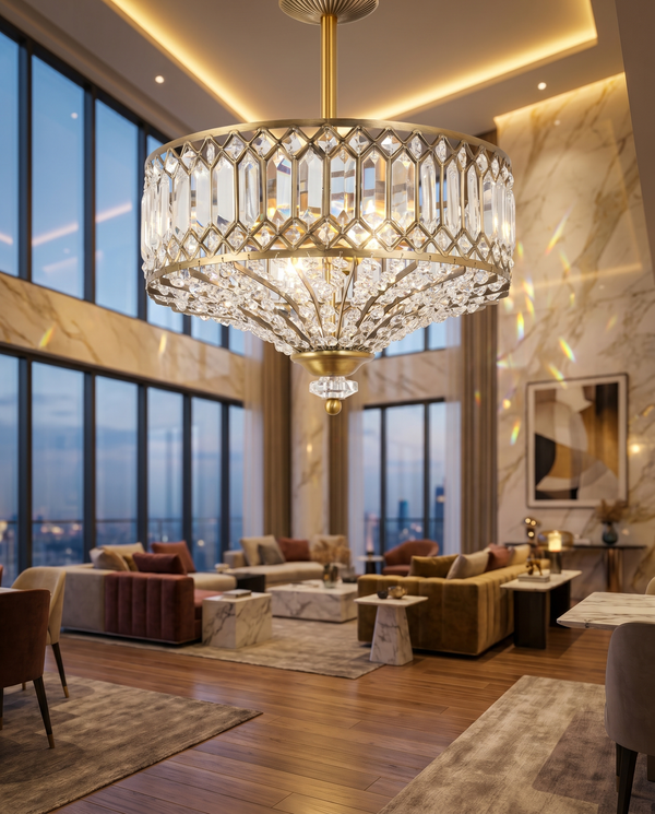 Zeravia Gold Crystal Modern Chandelier | Zynella Interior