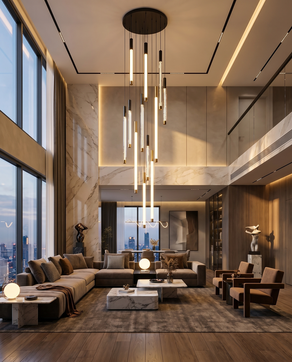 Zynella Apex: Grand Loft & Staircase LED Chandelier