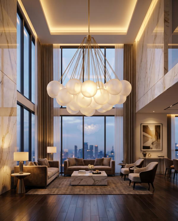 Zynella Frosted Ball Chandelier