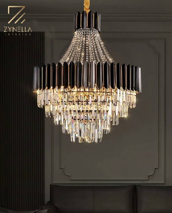 Celine Elegant Stainless Steel Crystal Chandelier | Zynella Interior