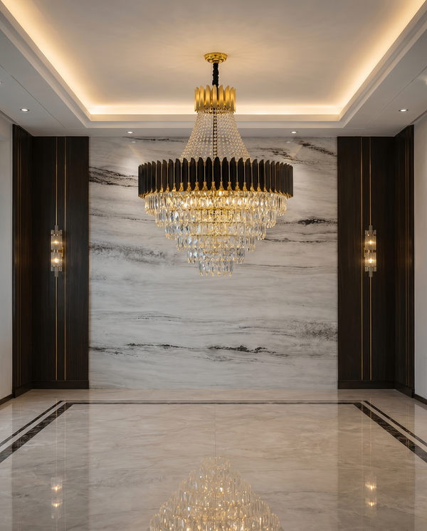 Celine Elegant Stainless Steel Crystal Chandelier | Zynella Interior