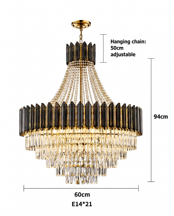 Celine Elegant Stainless Steel Crystal Chandelier | Zynella Interior