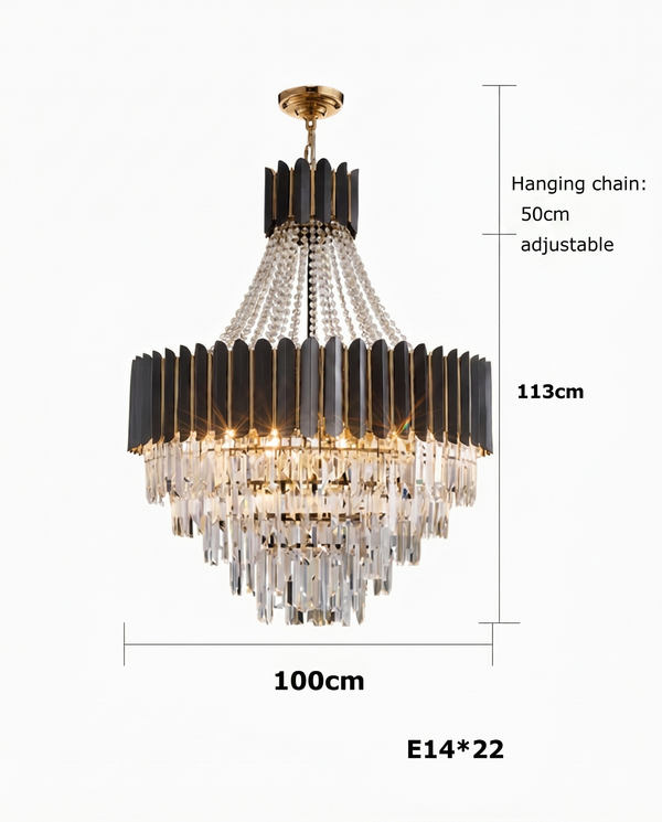 Celine Elegant Stainless Steel Crystal Chandelier | Zynella Interior