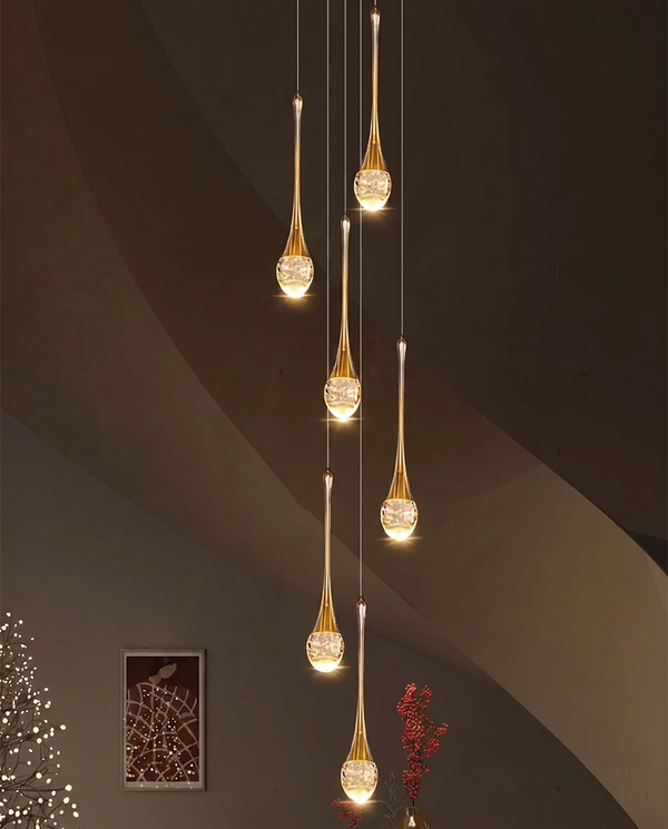 Zynella Cascade:Grand Crystal Staircase & Foyer Chandelier